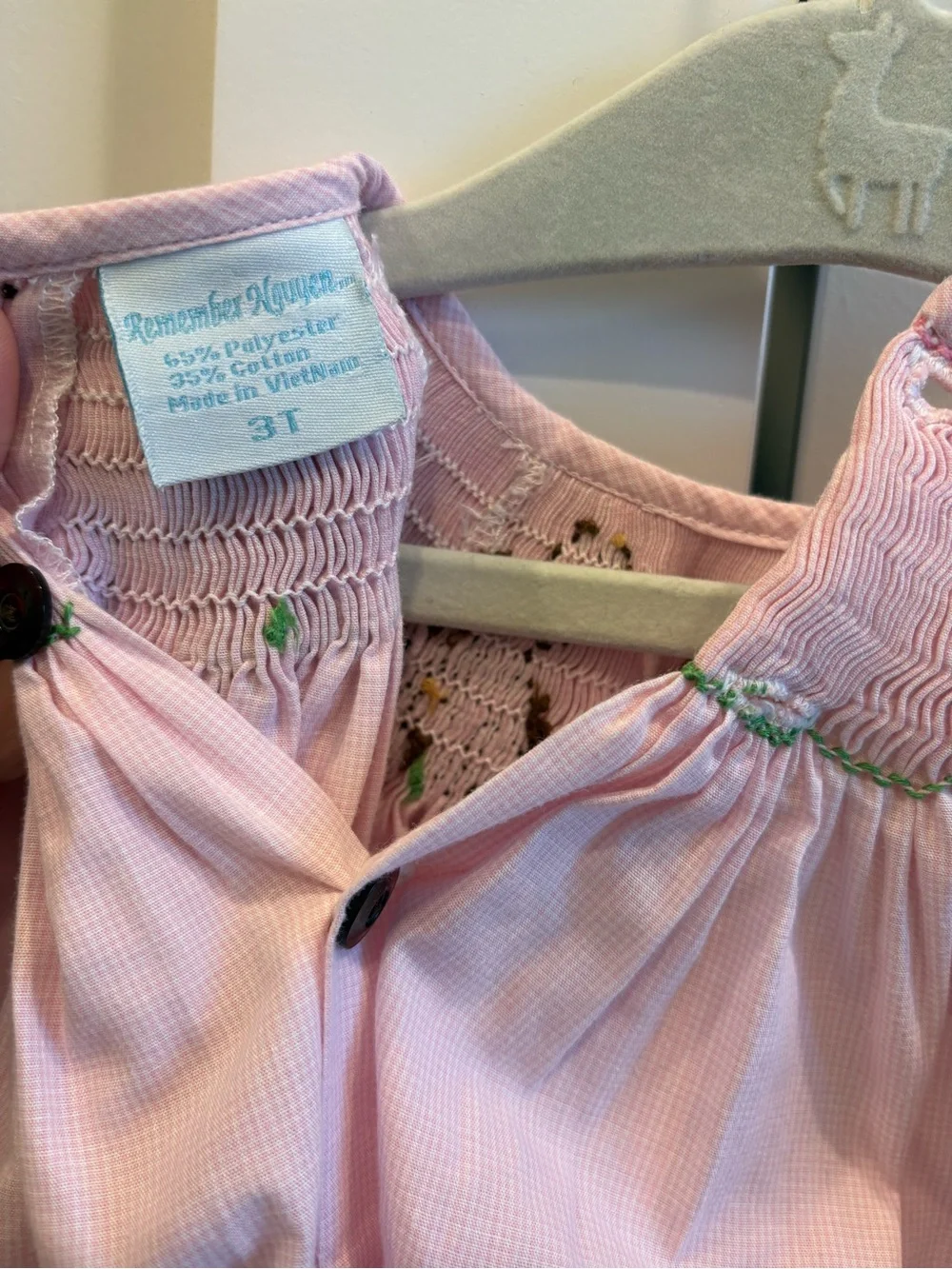 Easter Bunny Pink Smocked Girls' Dress - 3T